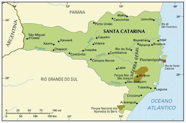 mapa de Santa Catarina