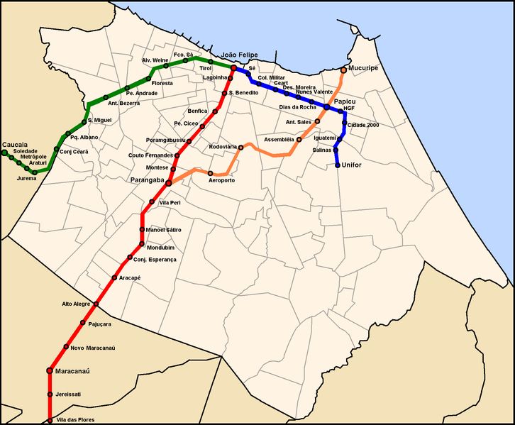 mapa do metr de Fortaleza