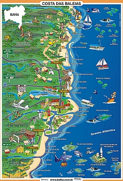 Mapa da Costa das Baleias, sul da Bahia